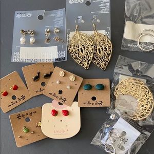LOT of random earrings from Korea, H&M, Banana Rep